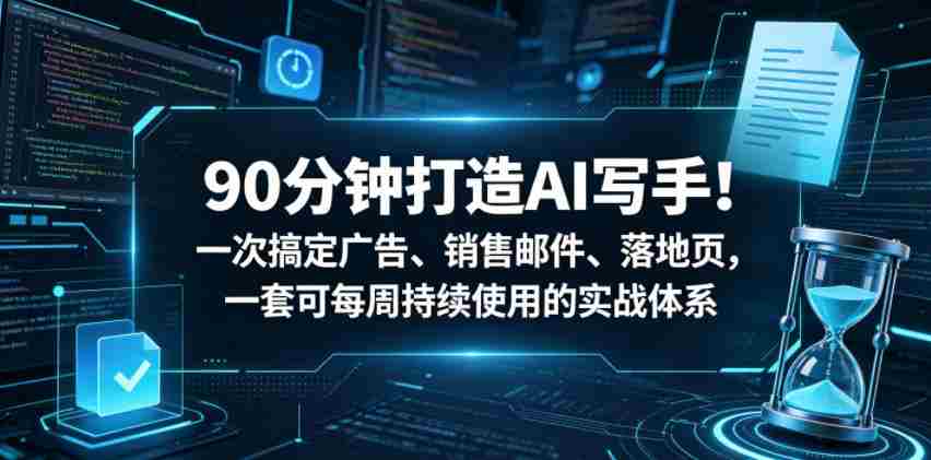 90分钟打造AI写手！一次搞定广告、销售邮件、落地页，一套可每周持续使用的实战体系【原创双语字幕】-中薪网