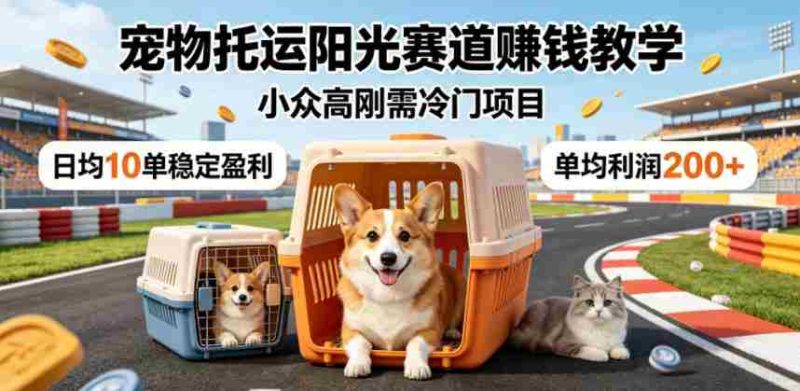 宠物托运阳光赛道賺钱教学,小众高刚需冷门项目,日均10单稳定盈利,单均利润200+-中薪网