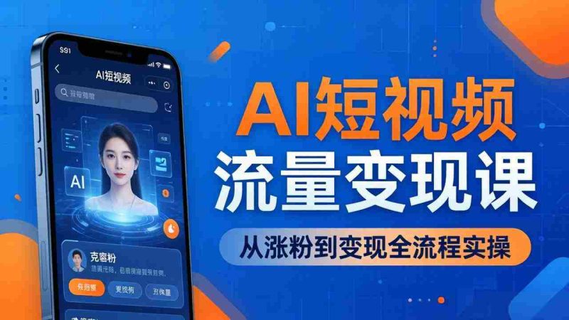(17939期)AI短视频流量变现课:一部手机玩转数字人克隆+爆款制作,从涨粉到变现全流程实操-中薪网