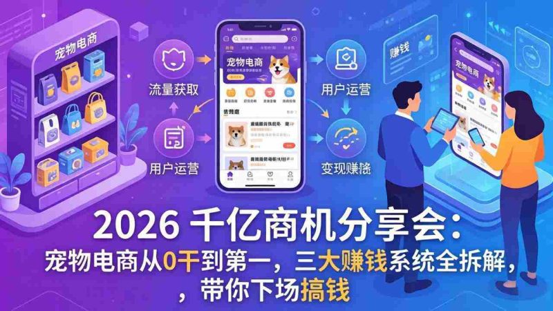 (17726期)2026 千亿商机分享会:宠物电商从0干到第一,三大赚钱系统全拆解,带你下场搞钱-中薪网