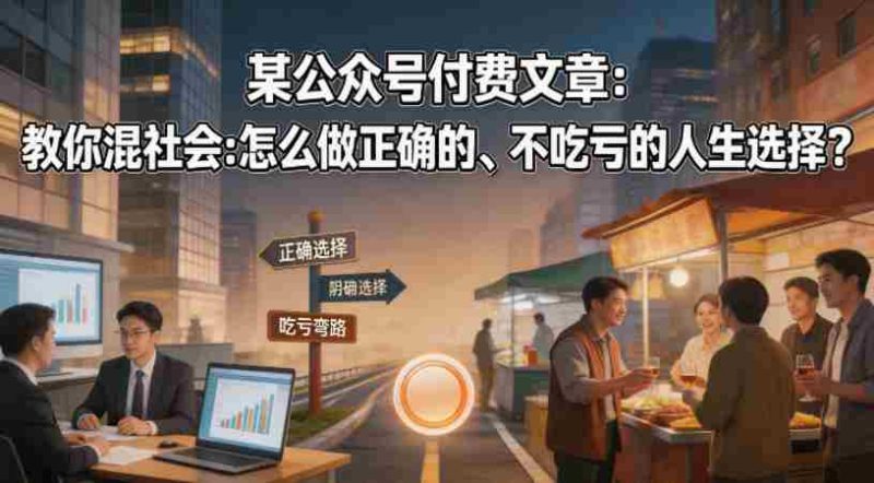 某公众号付费文章:教你混社会:怎么做正确的、不吃亏的人生选择?-中薪网