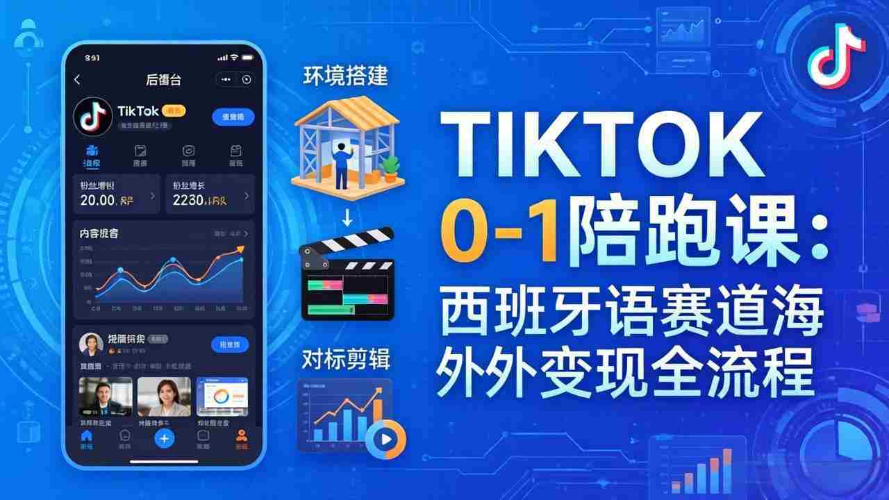 （17908期）TIKTOK 0-1 陪跑课：从环境搭建到刷对标剪辑，西班牙语赛道海外变现全流程-中薪网