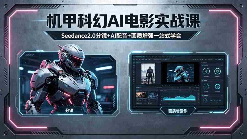 (18303期)机甲科幻 AI 电影实战课,Seedance2.0 分镜 + AI 配音 + 画质增强一站式学会-中薪网