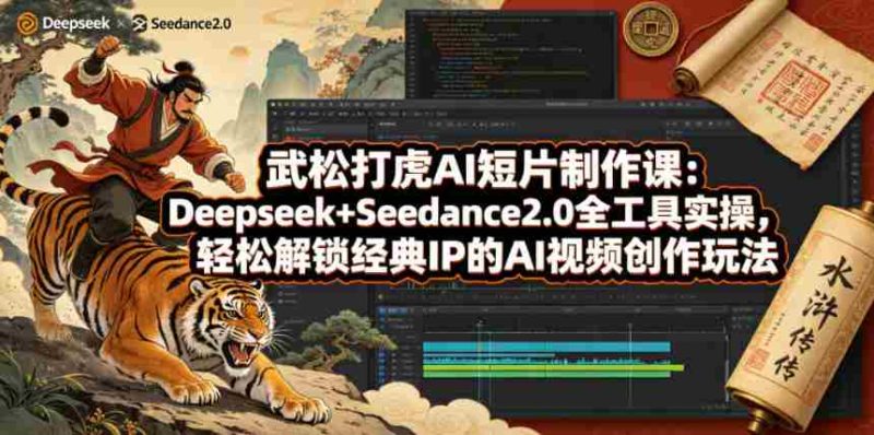武松打虎AI短片制作课:Deepseek+Seedance2.0全工具实操,轻松解锁经典IP的AI视频创作玩法-中薪网