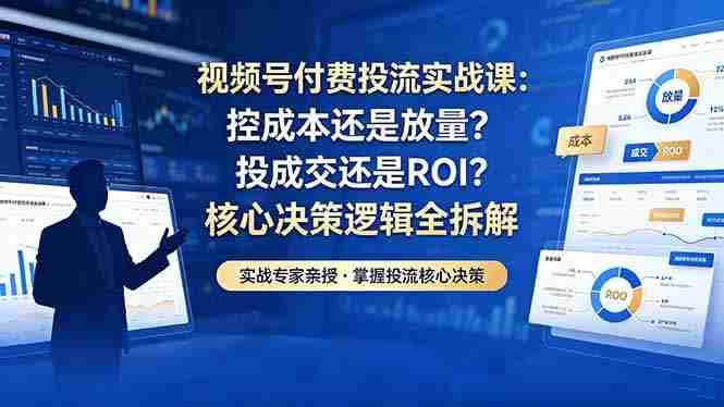 （18462期）视频号付费投流实战课-5月：控成本还是放量？投成交还是ROI？核心决策逻辑全拆解-中薪网