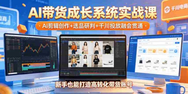 AI带货成长系统实战课，AI剪辑创作+选品研判+千川投放融会贯通，新手也能打造高转化带货账号（更新2026年）-中薪网