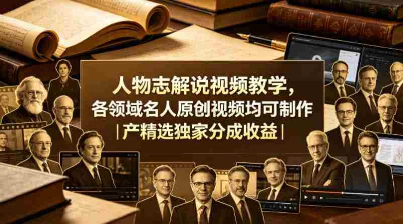 人物志解说视频教学，各领域名人原创视频均可制作丨精选独家分成收益-中薪网