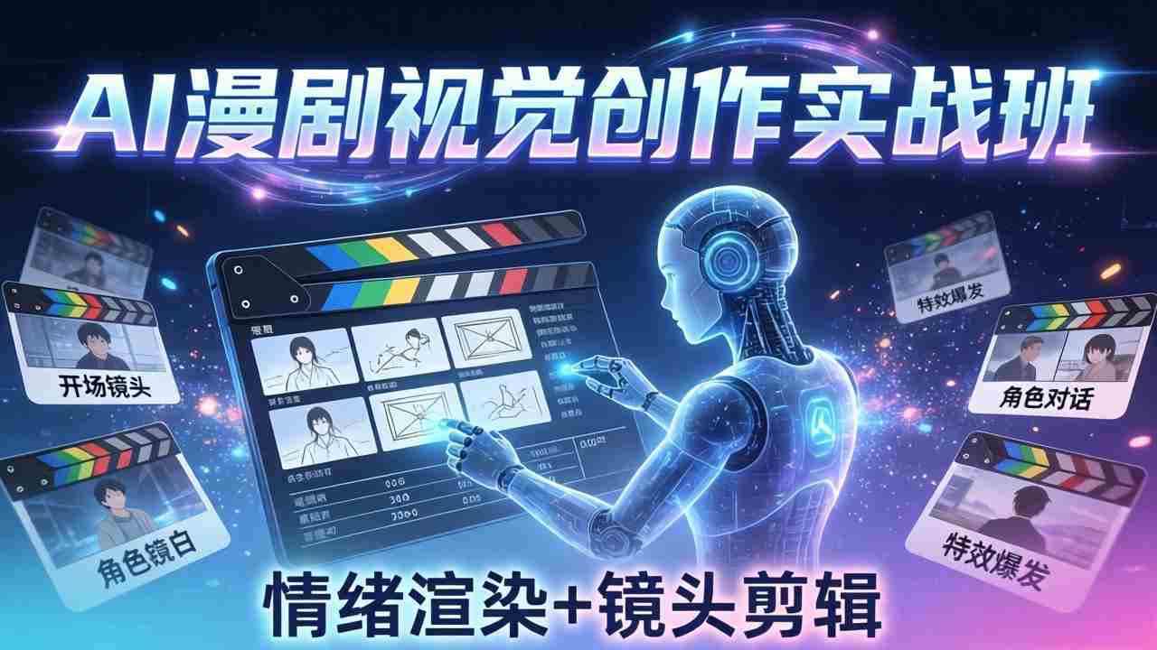 （17874期）AI漫剧视觉导演思维实战班，从脚本到成片全掌握，分镜设计情绪渲染一站学会-中薪网