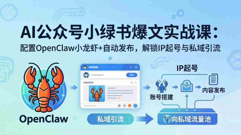 (18132期)AI公众号小绿书变现实战课:小绿书爆文写作+OpenClaw自动发布,解锁IP起号与私域引流-中薪网