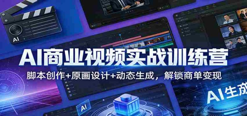 AI商业视频实战训练营:脚本创作+原画设计+动态生成,解锁商单变现-中薪网