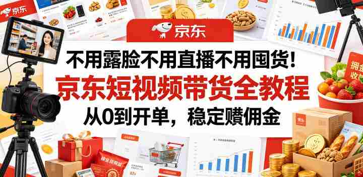 不用露脸不用直播不用囤货!京东短视频带货全教程,从0到开单,稳定賺佣金-中薪网
