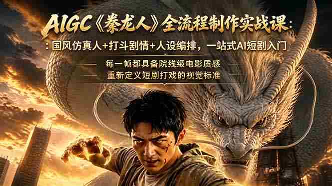 (18849期)AIGC《豢龙人》全流程制作实战课:国风仿真人+打斗剧情+人设编排,一站式AI短剧入门-中薪网