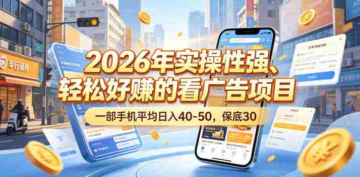 2026年实操性强、轻松好賺的看广告项目,一部手机平均日入40-50,保底30米【揭秘】-中薪网