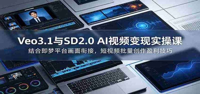Veo3.1与SD2.0 AI视频变现实操课课:结合即梦平台画面衔接,短视频批量创作盈利技巧-中薪网