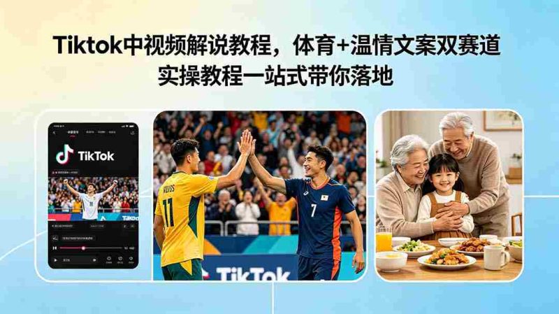 (18910期)Tiktok中视频解说教程,体育+温情文案双赛道实操教程一站式带你落地-中薪网