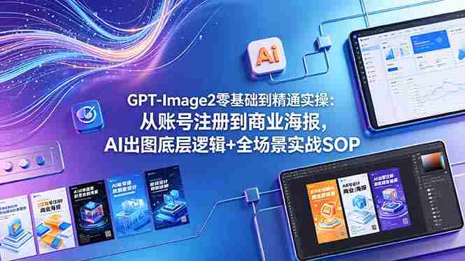 (18835期)GPT-Image2零基础到精通实操:从账号注册到商业海报,AI出图底层逻辑+全场景实战SOP-中薪网