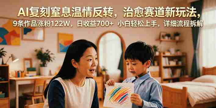AI复刻窒息温情反转,治愈赛道新玩法,9条作品涨粉122W,日收益700+ 小白轻松上手,详细流程拆解-中薪网