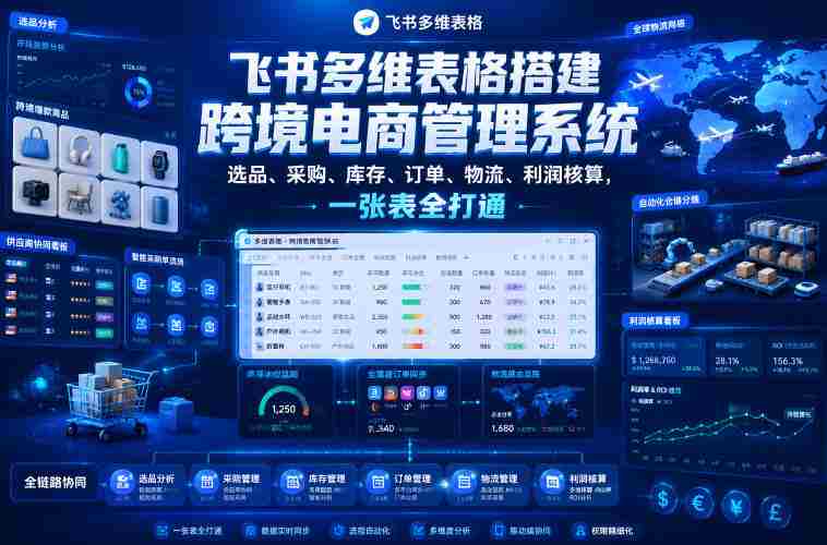 飞书多维表格搭建跨境电商管理系统,选品、采购、库存、订单、物流、利润核算,一张表全打通-中薪网