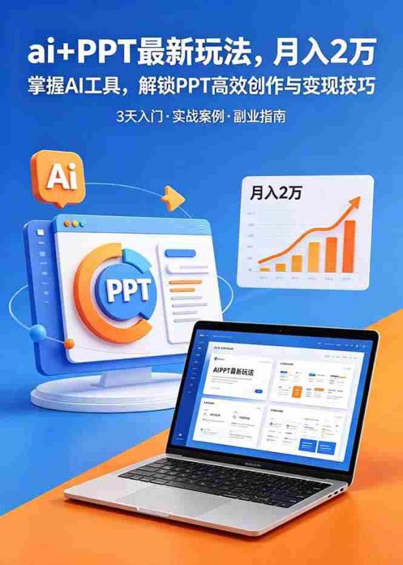 (18881期)ai+PPT最新玩法,月入2万掌握AI工具,解锁PPT高效创作与变现技巧3天入门,实战案例·副业指南-中薪网