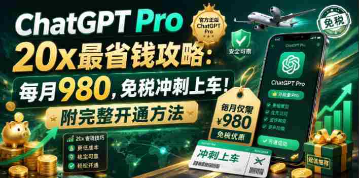 (18790期)ChatGPT Pro 20x 最省钱攻略:每月980,免税冲刺上车!附完整开通方法-中薪网