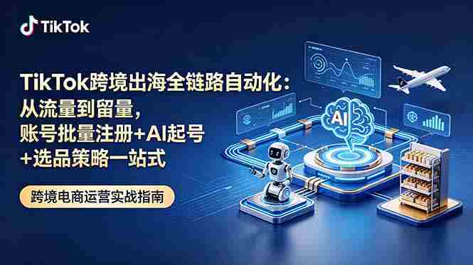 (18907期)TikTok跨境出海全链路自动化:从流量到留量,账号批量注册+AI起号+选品策略一站式-中薪网