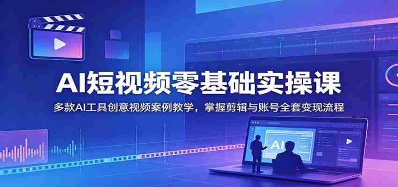 AI短视频零基础实操课:多款AI工具创意视频案例教学,掌握剪辑与账号全套变现流程-中薪网