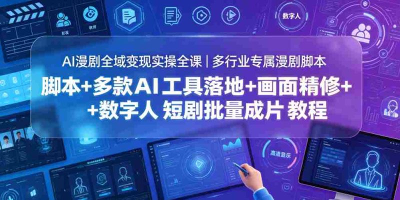 AI漫剧全域变现实操全课|多行业专属漫剧脚本+多款AI工具落地+画面精修+数字人短剧批量成片全教程-中薪网