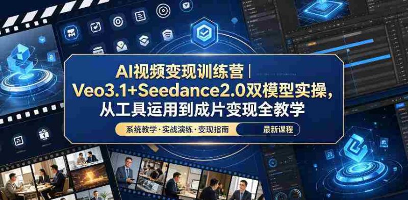 AI视频变现训练营|Veo3.1+Seedance2.0双模型实操,从工具运用到成片变现全教学-中薪网