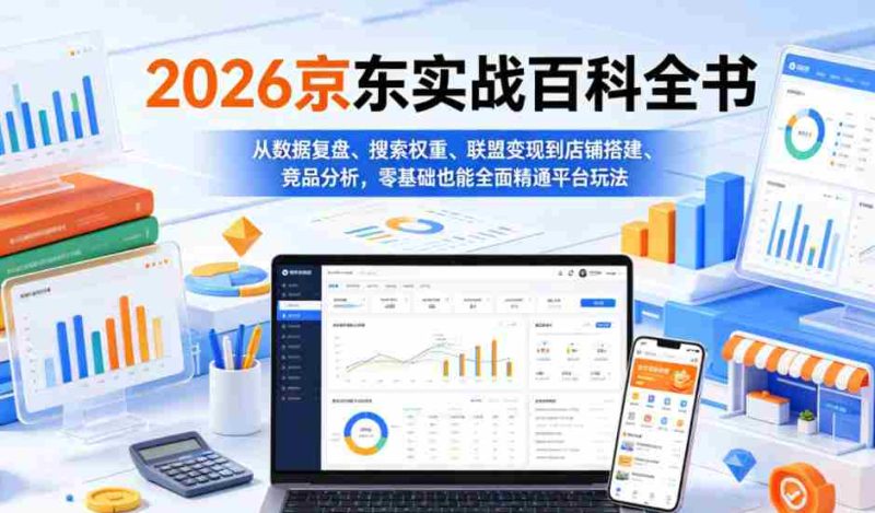 2026京东实战百科全书,从数据复盘、搜索权重、联盟变现到店铺搭建、竞品分析,零基础也能全面精通平台玩法-中薪网