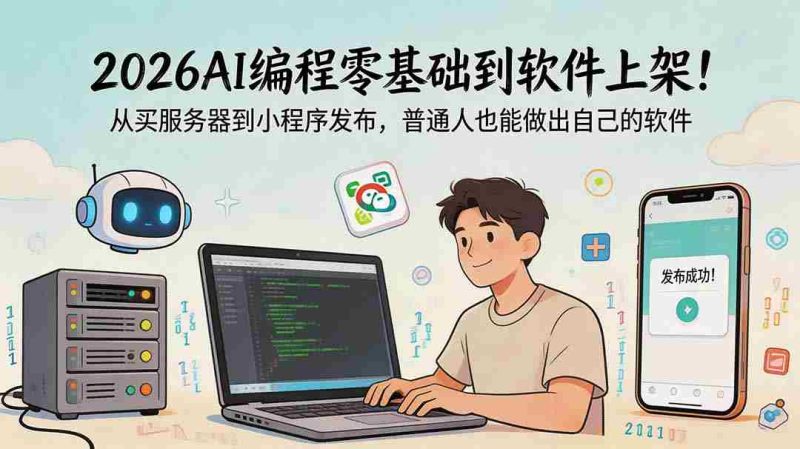 (18905期)2026AI编程零基础到软件上架!从买服务器到小程序发布,普通人也能做出自己的软件-中薪网