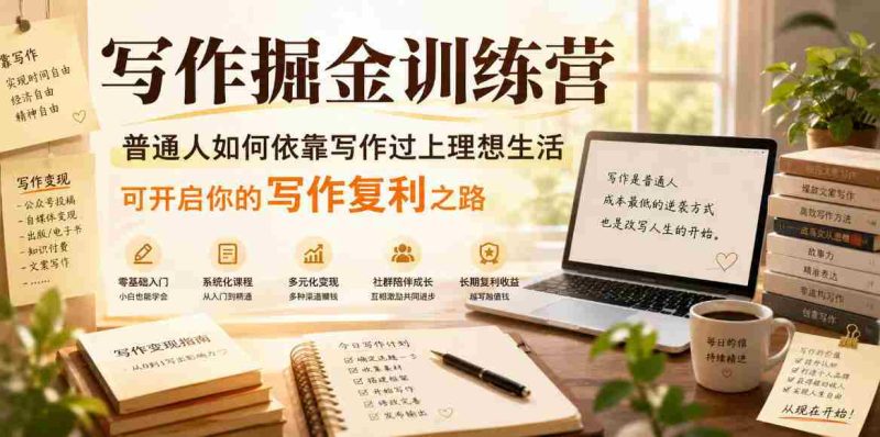 写作掘金训练营,普通人如何依靠写作过上理想生活,可开启你的写作复利之路(更新6月)-中薪网