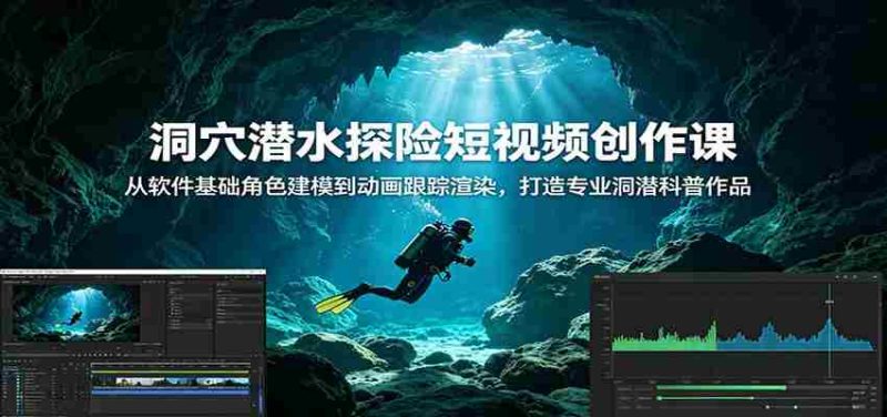 洞穴潜水探险短视频创作课:从软件基础角色建模到动画跟踪渲染,打造专业洞潜科普作品-中薪网