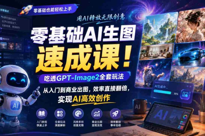 零基础AI生图速成课!吃透GPT-Image2全套玩法,从入门到商业出图,效率直接翻倍,实现AI高效创作-中薪网