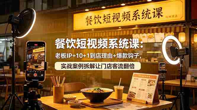 (18712期)餐饮短视频系统课:老板IP+10+1到店理由+爆款钩子,实战案例拆解让门店客流翻倍-中薪网