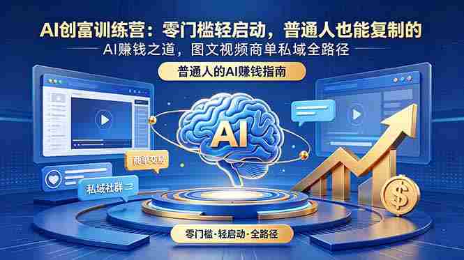 (18911期)AI创富训练营:零门槛轻启动,普通人也能复制的AI赚钱之道,图文视频商单私域全路径-中薪网