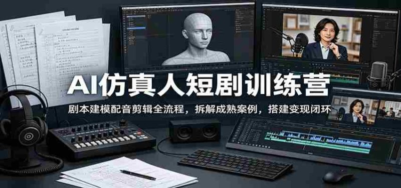 AI仿真人短剧训练营:剧本建模配音剪辑全流程,拆解成熟案例,搭建变现闭环-中薪网
