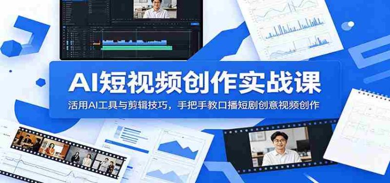 AI短视频创作实战课:活用AI工具与剪辑技巧,手把手教口播短剧创意视频创作-中薪网