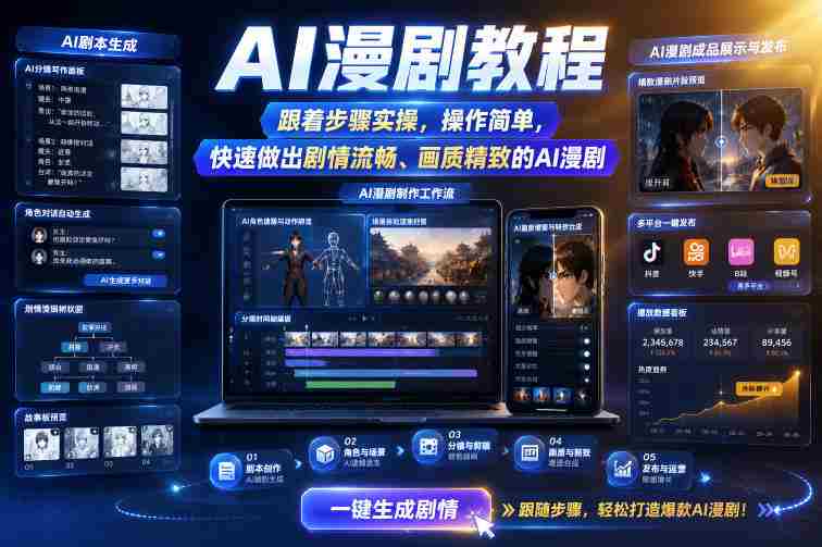 AI漫剧教程,跟着步骤实操,操作简单,快速做出剧情流畅、画质精致的AI漫剧-中薪网