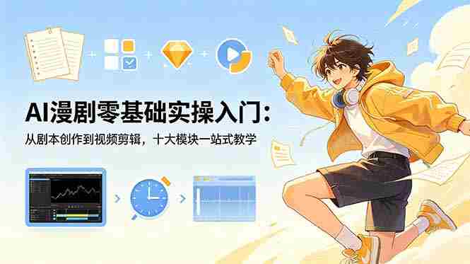 (18812期)AI漫剧零基础实操入门:从剧本创作到视频剪辑,十大模块一站式教学-中薪网