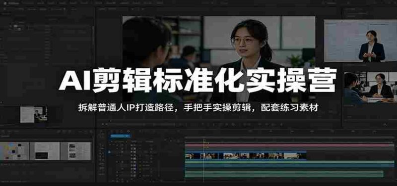 AI剪辑标准化实操营:拆解普通人IP打造路径,手把手实操剪辑,配套练习素材-中薪网