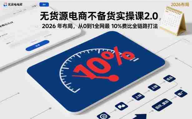 无货源电商不备货实操课2.0,2026年布局,从0到1全网最低10%费比全链路打法【更新26年6月16日】-中薪网
