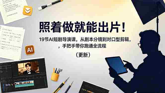 (18694期)照着做就能出片!19节AI短剧导演课,从剧本分镜到对口型剪辑,手把手带你跑通全流程(更新)-中薪网