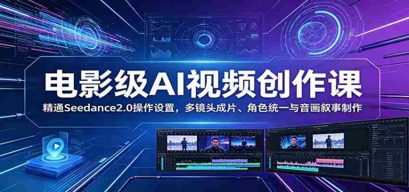电影级AI视频创作课:精通Seedance2.0操作设置,多镜头成片、角色统一与音画叙事制作-中薪网