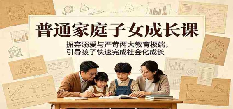 普通家庭子女成长课:摒弃溺爱与严苛两大教育极端,引导孩子快速完成社会化成长-中薪网