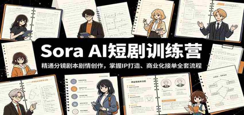 Sora AI短剧训练营:精通分镜剧本剧情创作,掌握IP打造、商业化接单全套流程-中薪网