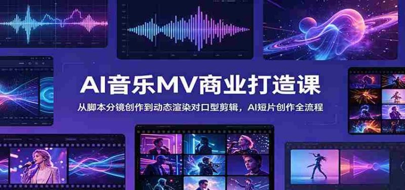 AI音乐MV商业打造课:从脚本分镜创作到动态渲染对口型剪辑,AI短片创作全流程-中薪网
