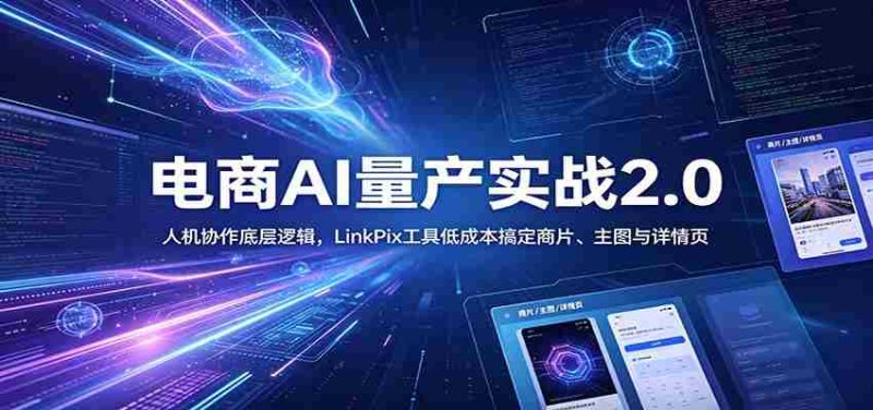 电商人AI量产实战2.0：人机协作底层逻辑，LinkPix工具低成本搞定商片、主图与详情页-中薪网
