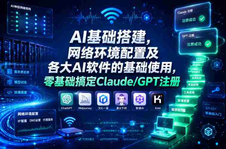 AI基础搭建,网络环境配置及各大AI软件的基础使用,零基础搞定Claude/GPT注册-中薪网