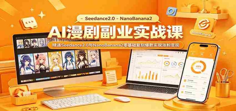 AI漫剧副业实战:Seedance2.0与NanoBanana2零基础复刻爆款实现涨粉变现-中薪网