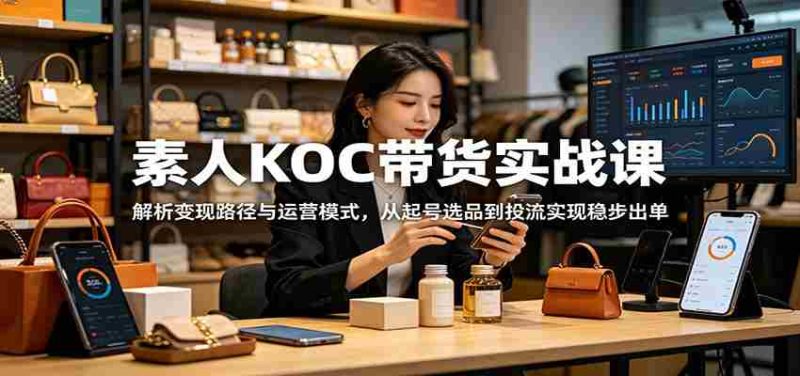 素人KOC带货实战课:解析变现路径与运营模式,从起号选品到投流实现稳步出单-中薪网